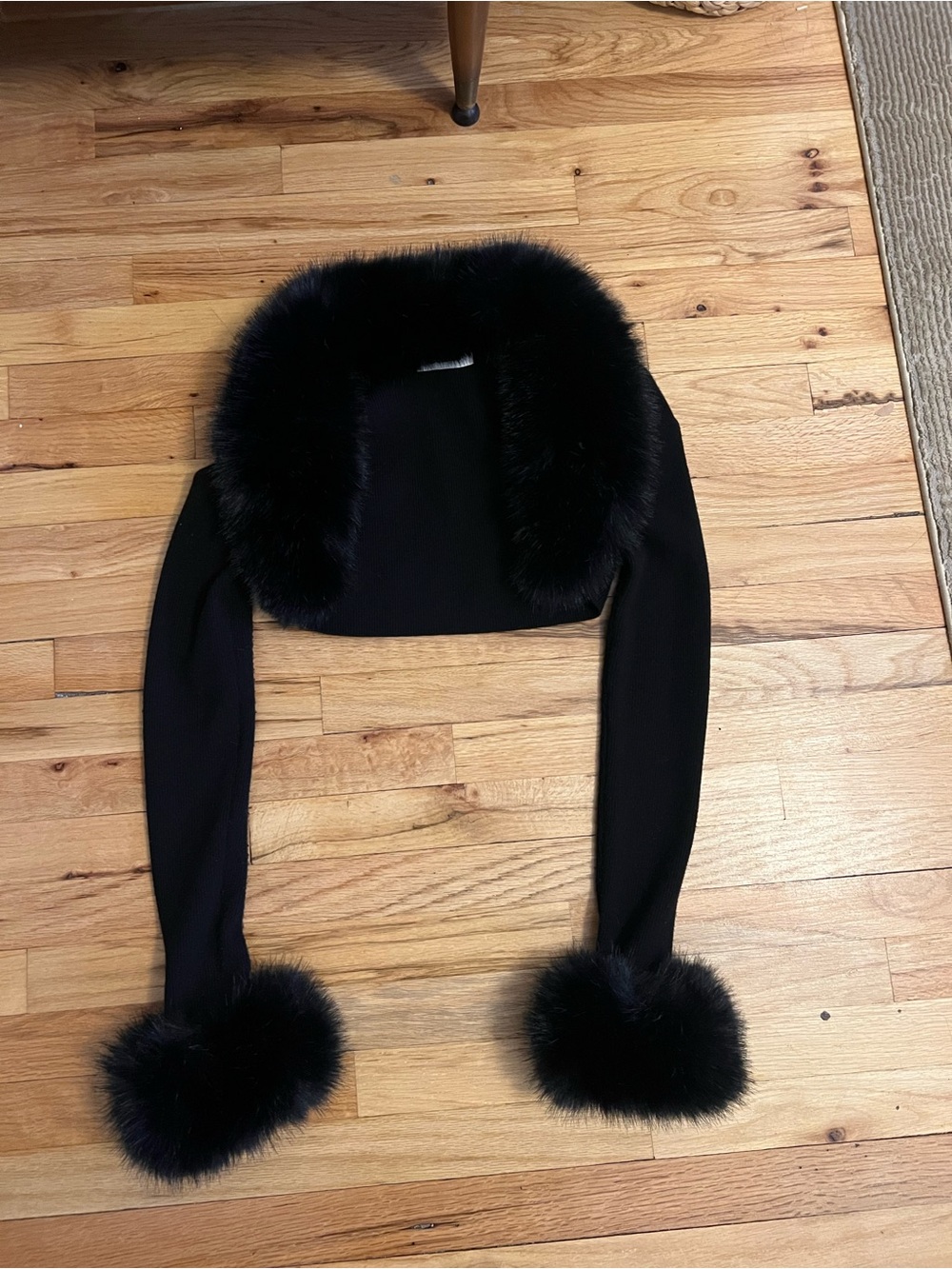 Danielle Guizio Black Faux Fur Bolero
